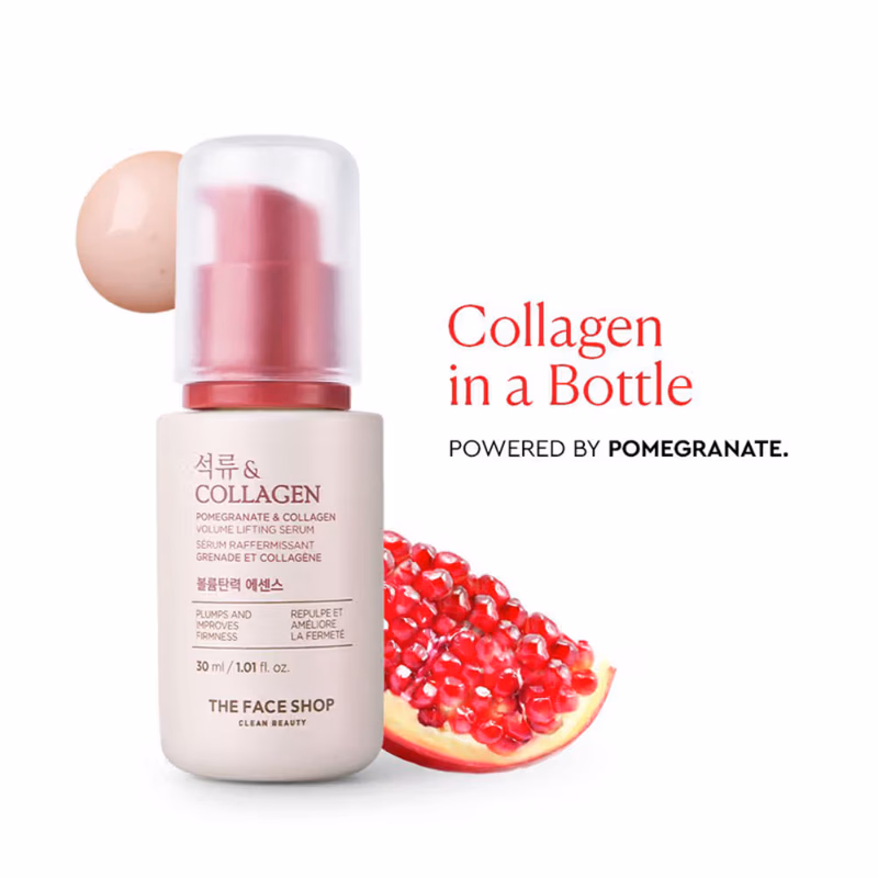 The Face Shop - Collagen & Pomegranate Serum - with Hyaluronic Acid - Collagen Korean Serum