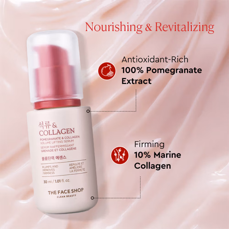 The Face Shop - Collagen & Pomegranate Serum - with Hyaluronic Acid - Collagen Korean Serum
