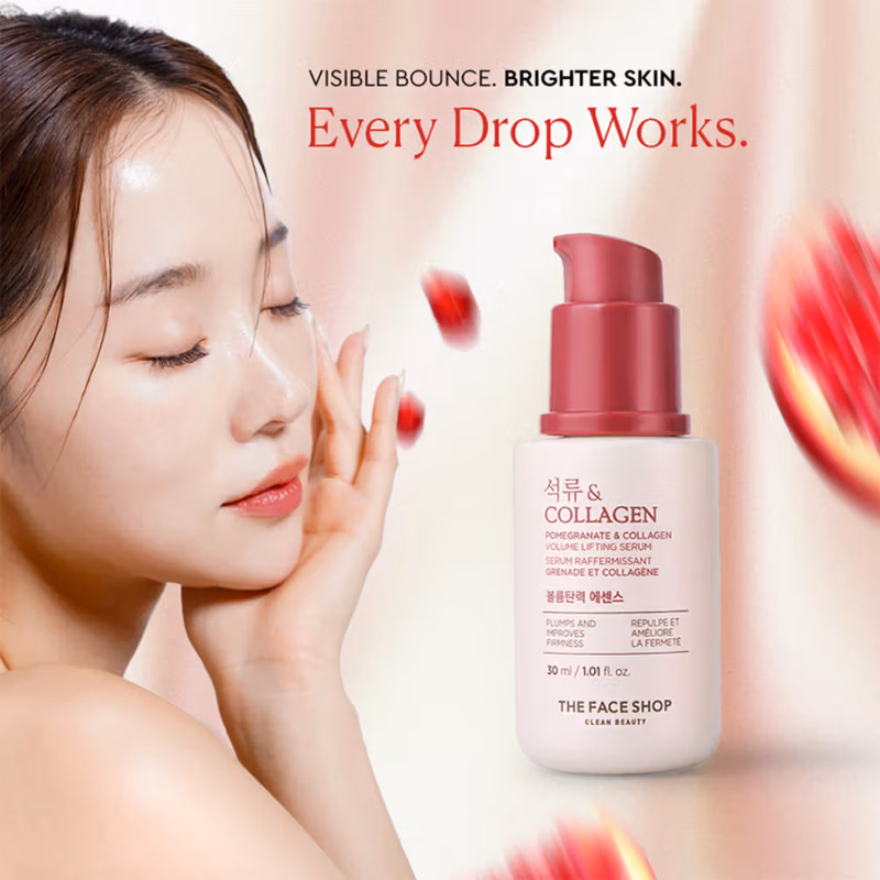 The Face Shop - Collagen & Pomegranate Serum - with Hyaluronic Acid - Collagen Korean Serum