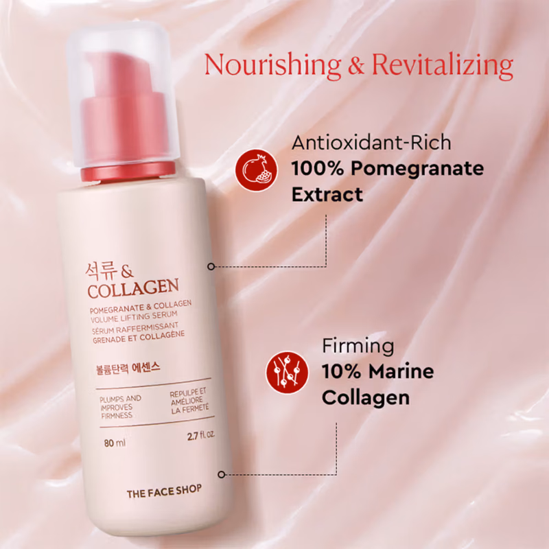 The Face Shop - Collagen & Pomegranate Serum - with Hyaluronic Acid - Collagen Korean Serum