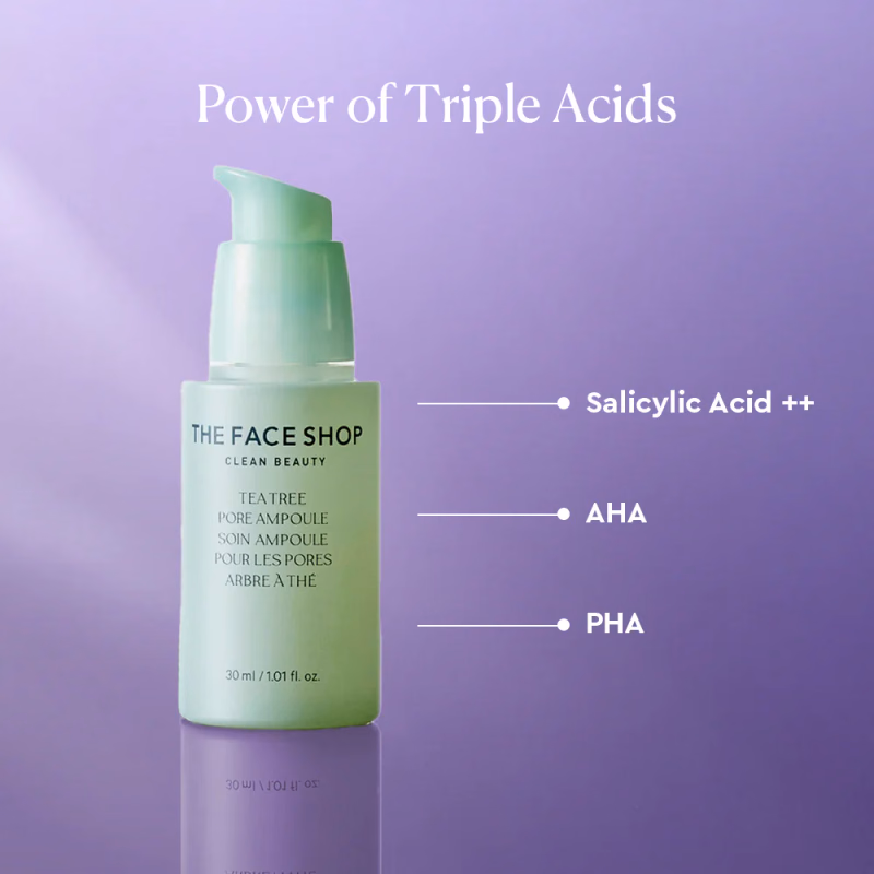 The Face Shop - Salicylic Acid - Tea Tree-Pore Ampoule Serum - with AHA & PHA - Reduces Pores