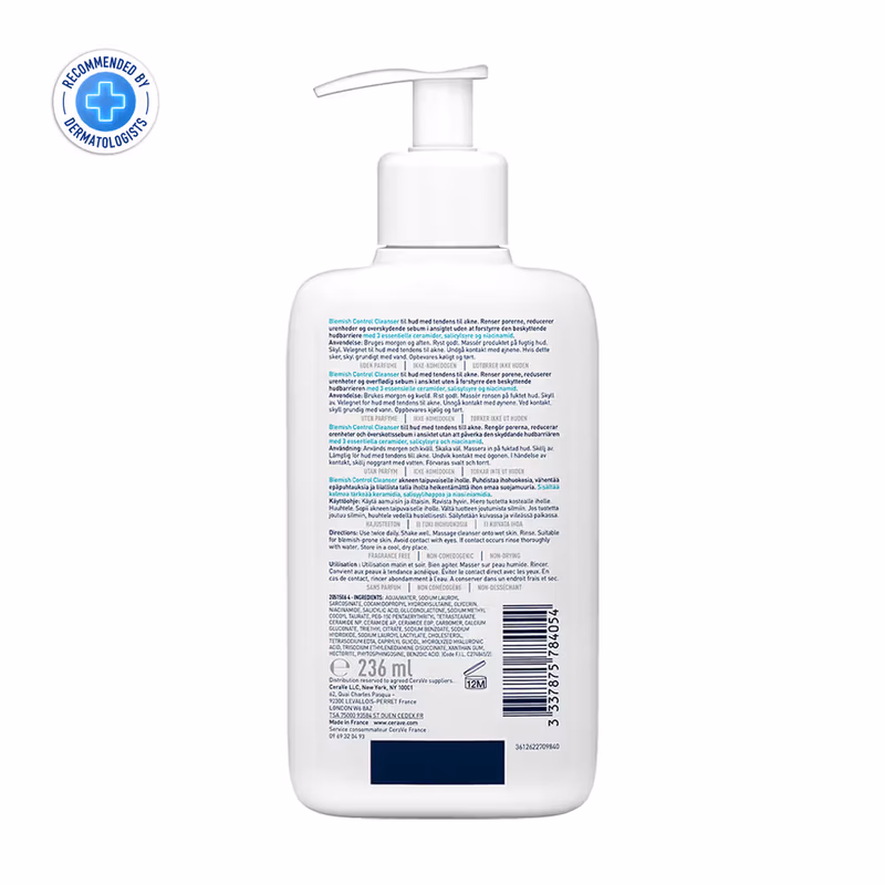 CeraVe - Blemish Control Cleanser - with 2% Salicylic Acid & Niacinamide for Acne-prone skin