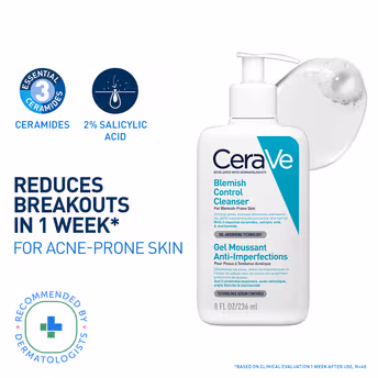 CeraVe - Blemish Control Cleanser - with 2% Salicylic Acid & Niacinamide for Acne-prone skin