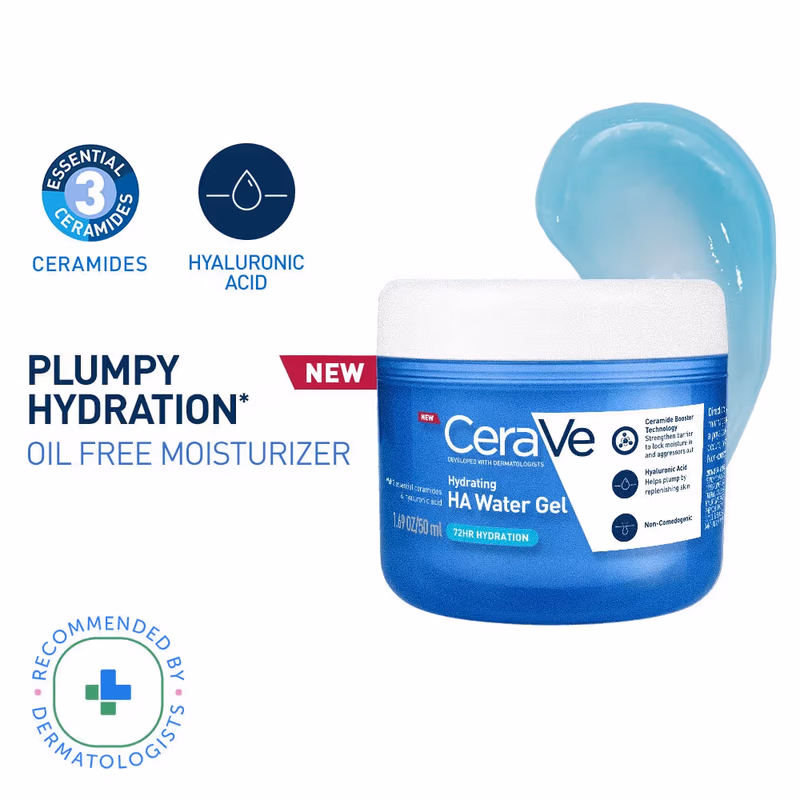 CeraVe - HA Water Gel Oil -Free Face Moisturizer with Hyaluronic Acid & Ceramides for Plumpy Hydration
