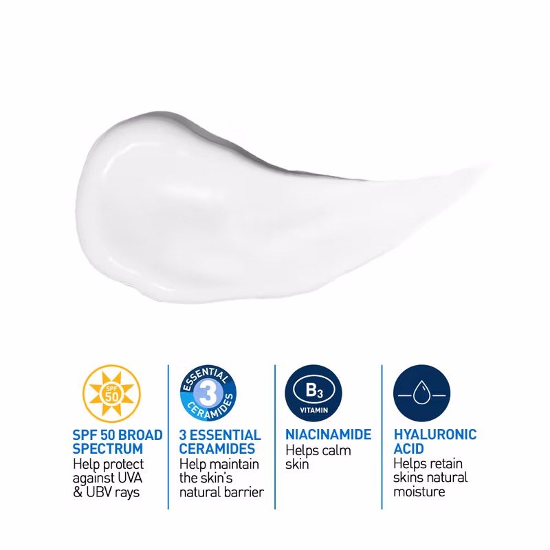 CeraVe - AM Facial Moisturizier - With Sunscreen SPF 50 UVB + UVA, Dermatologist Recommended Day Cream