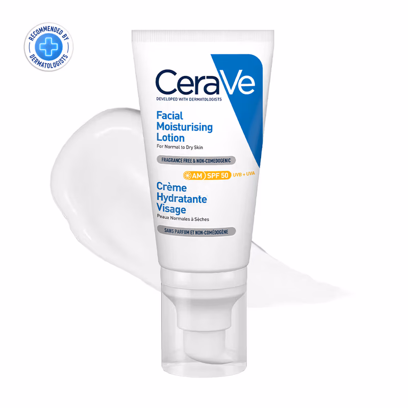 CeraVe - AM Facial Moisturizier - With Sunscreen SPF 50 UVB + UVA, Dermatologist Recommended Day Cream