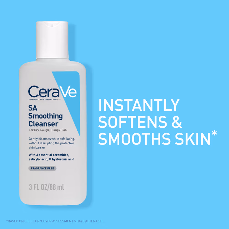 CeraVe - SA Smoothing Cleanser - For Dry, Rough & Bumpy Skin, Face wash- with Salicylic Acid & Ceramides