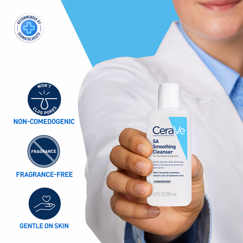 CeraVe - SA Smoothing Cleanser - For Dry, Rough & Bumpy Skin, Face wash- with Salicylic Acid & Ceramides