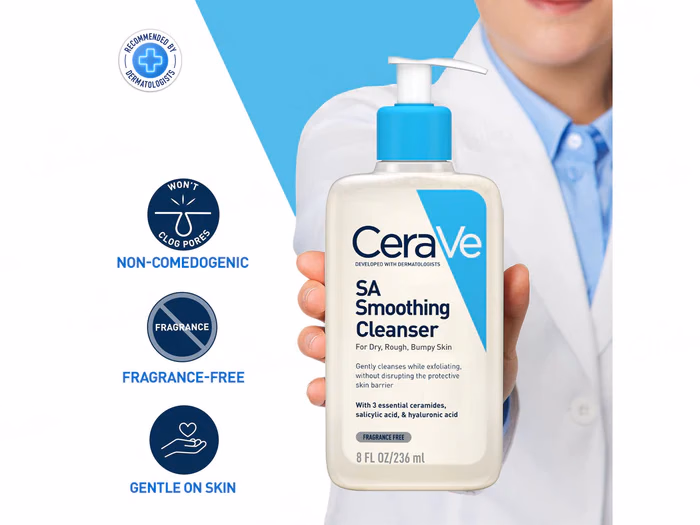 CeraVe - SA Smoothing Cleanser - For Dry, Rough & Bumpy Skin, Face wash- with Salicylic Acid & Ceramides