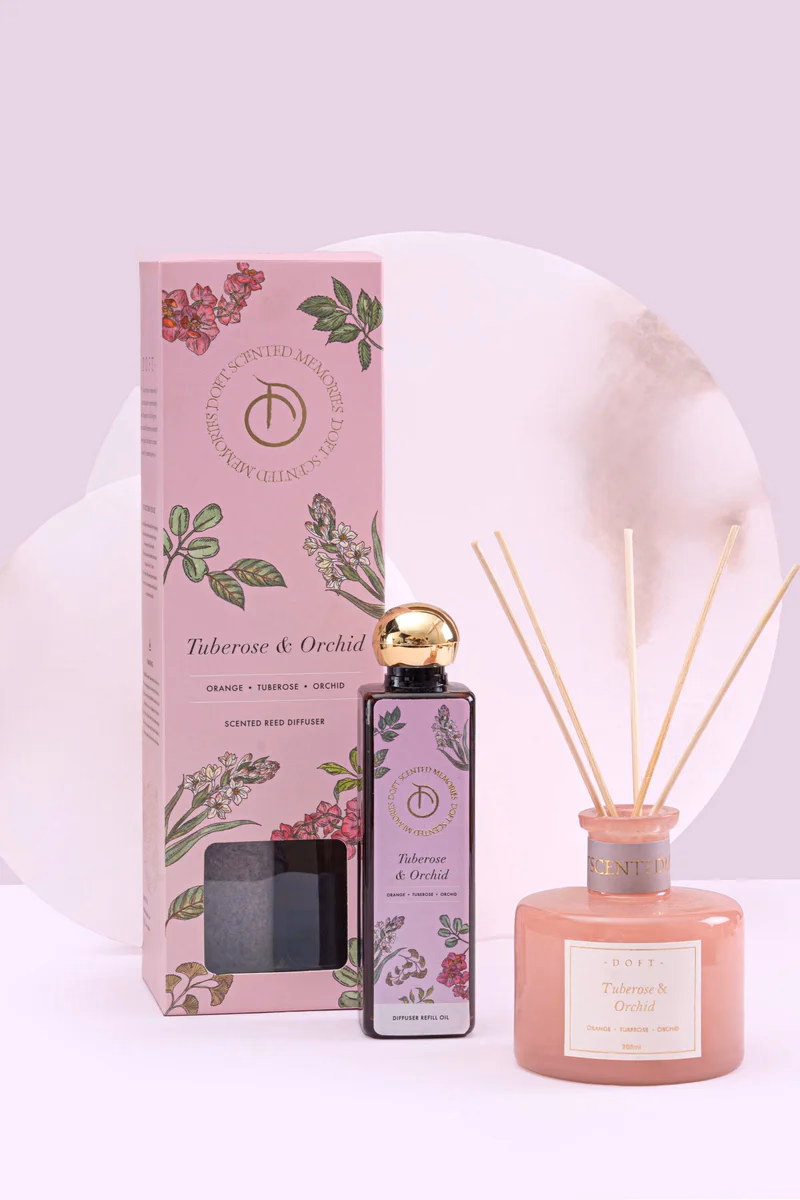 Doft - Tuberose & Orchid - Scented Reed Diffuser Set