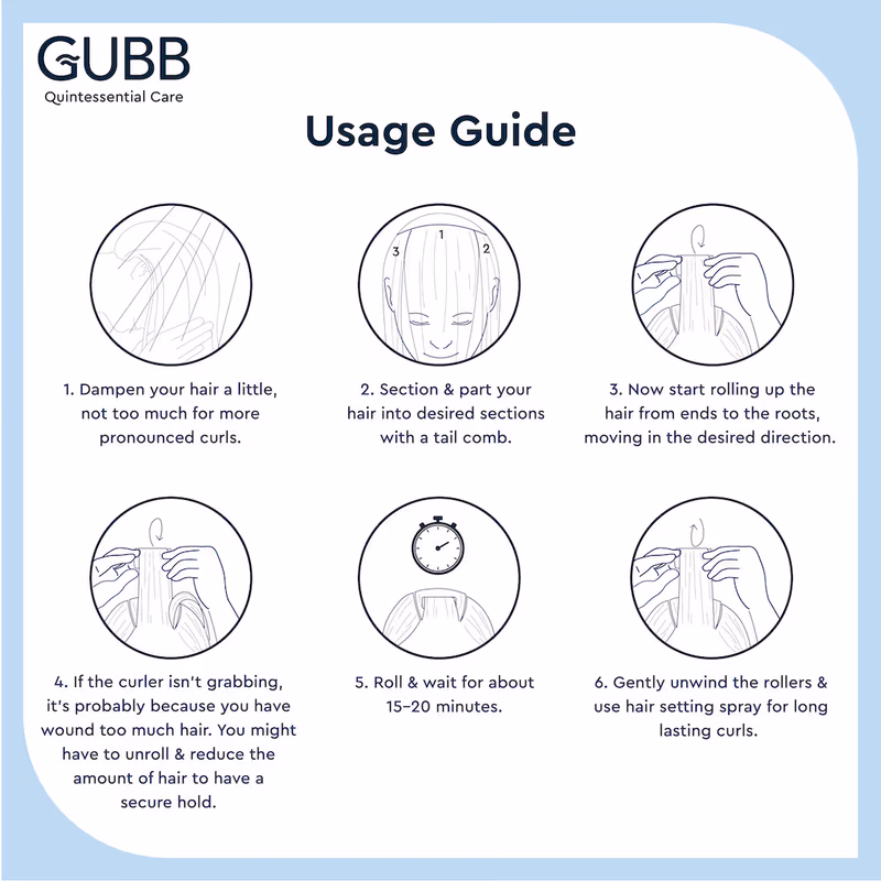 Gubb - Hair Roller Small - Set Of 6 Hair Curler