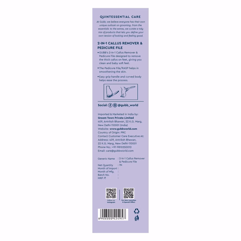 Gubb - 2 in 1-Callus Remover for Feet- Foot Scrubber for Dead Skin Remover, Smoother feet