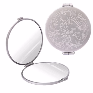 Gubb - Travel Mirror Compact - Cosmetic Bag Mirror - Women Magnifying Mirror for Makeup 5X - Silver