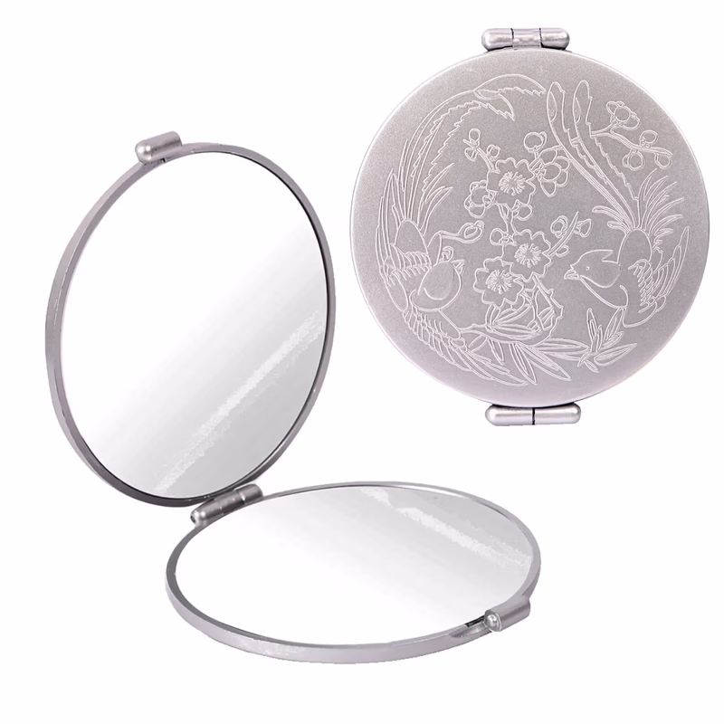 Gubb - Travel Mirror Compact - Cosmetic Bag Mirror - Women Magnifying Mirror for Makeup 5X - Silver