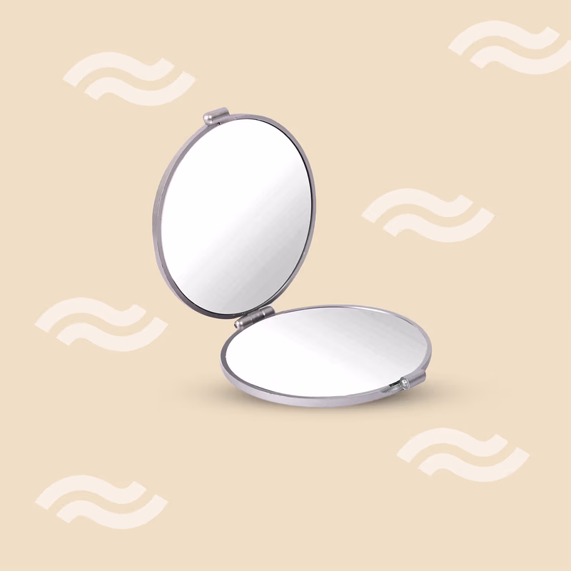 Gubb - Travel Mirror Compact - Cosmetic Bag Mirror - Women Magnifying Mirror for Makeup 5X - Silver