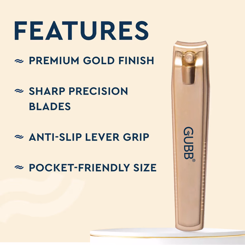 Gubb - Nail Clipper For Men & Women - Fits naturally, Cuts precisely, Easy to hold - Golden