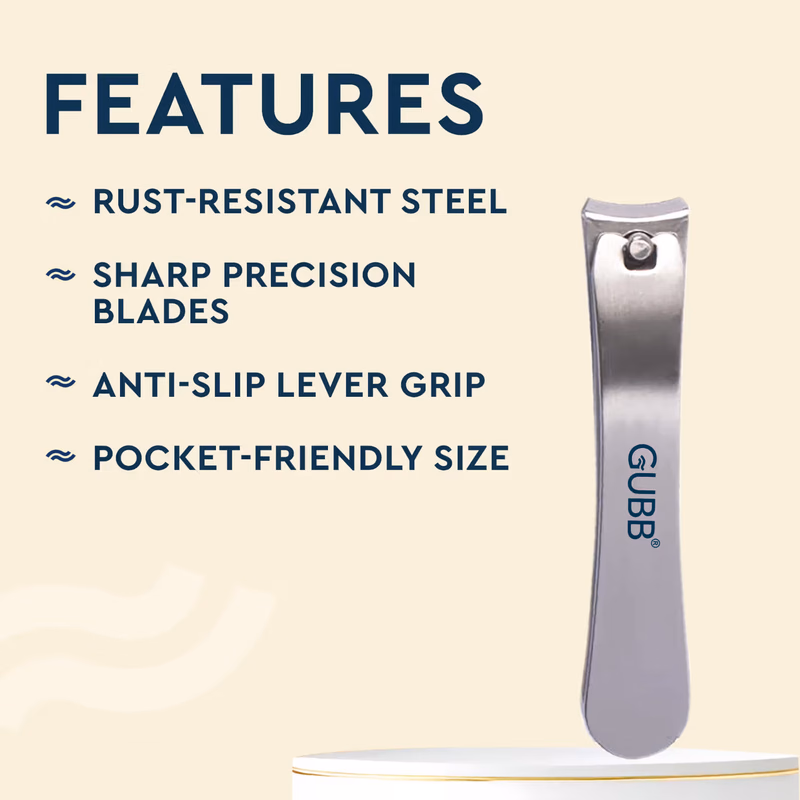 Gubb - Curved Nail Clipper - For Men & Women, - Stainless Steel Nail Cutter