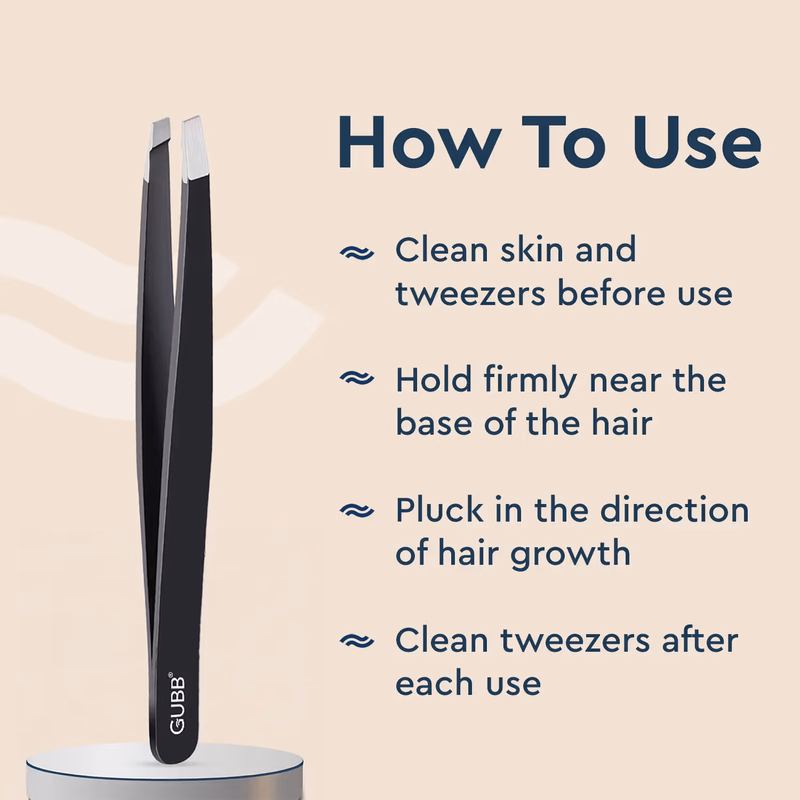 Gubb - Slant Tip Tweezer - For Eyebrows, Upper Lip,-  Facial Hair