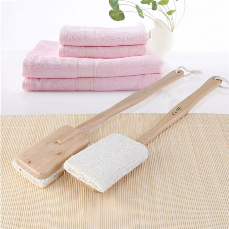Gubb - Natural Loofah - With Detachable Wooden Handle - Exfoliating Bath Brush