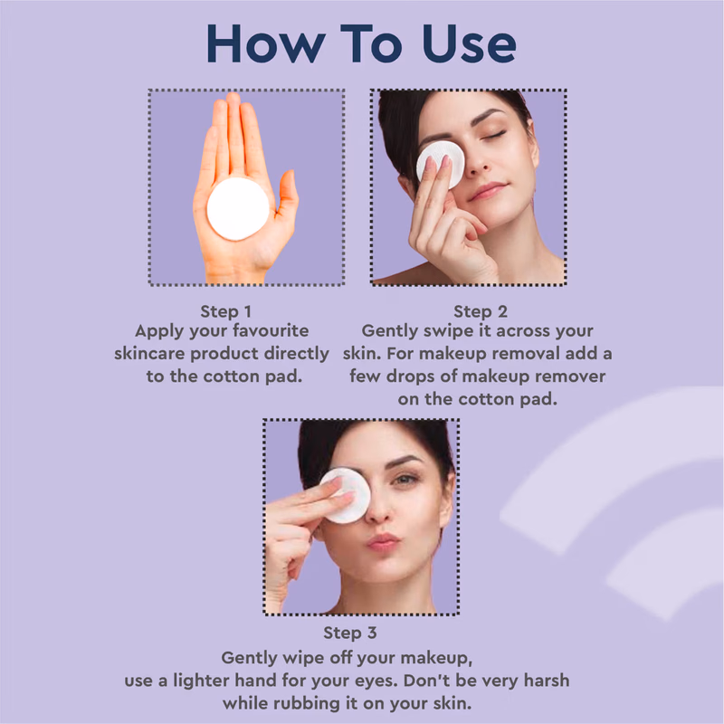 Gubb - Cotton Pads - Hypoallergenic 100% For Face Cleansing, - Makeup Remover Cotton Pads Embossed