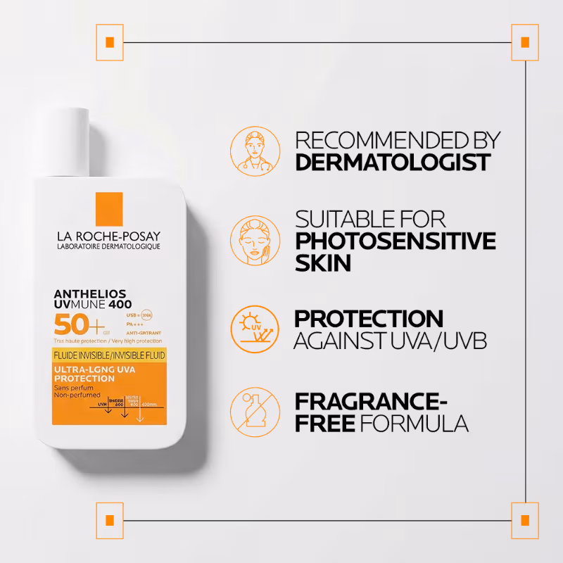 La Roche-Posay - Anthelios UVMUNE400 - Invisible Fluid SPF50+ Ultra-light Sunscreen for Sensitive Skin