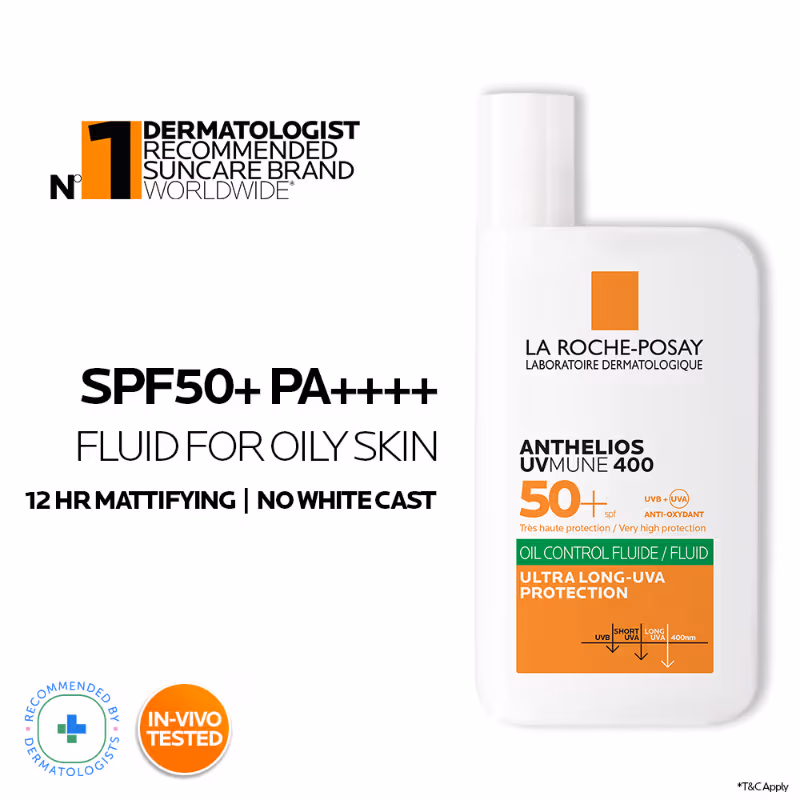 La Roche-Posay - Anthelios UVMUNE400 - Oil Control SPF50+, Mattifying Sunscreen for Oily Skin.