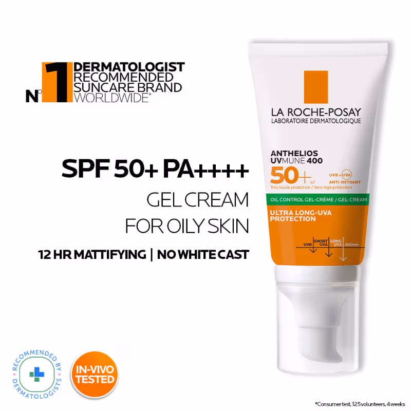 La Roche-Posay - Anthelios UVMUNE400 - Oil Control Gel Cream SPF50+, Sunscreen For Oily, Acne-Prone Skin
