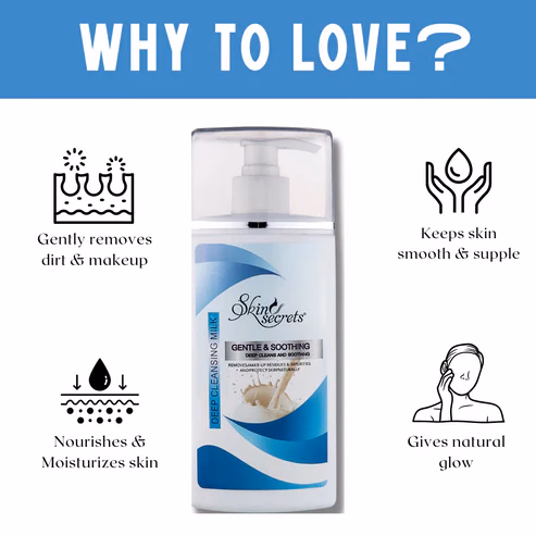 Skin Secrets - Deep Cleansing Milk - with Vitamin E Oil for - Gentle, Cleansed, Soft Skin