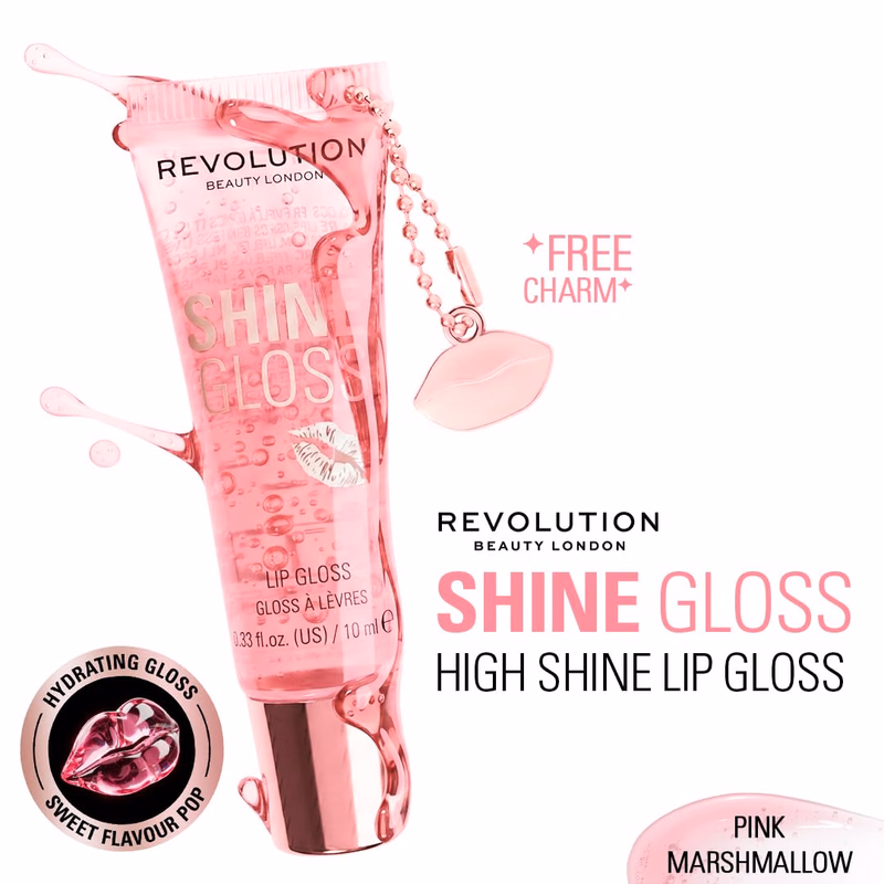 Makeup Revolution - Pink Marshmallow - Shine Gloss Lip Gloss - High Shine Non-Sticky Lip Gloss for Women