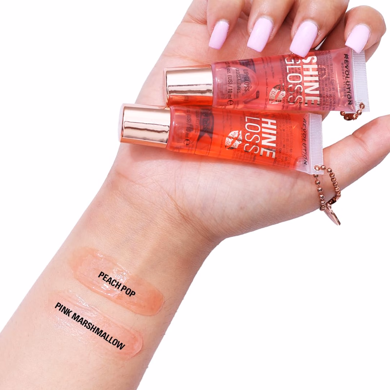 Makeup Revolution - Peach Pop - Shine Gloss Lip Gloss - High Shine Non-Sticky Lip Gloss for Women