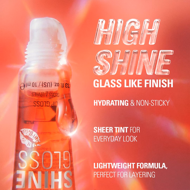 Makeup Revolution - Peach Pop - Shine Gloss Lip Gloss - High Shine Non-Sticky Lip Gloss for Women