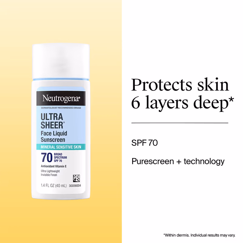 Neutrogena - Ultrasheer - Mineral Sunscreen - SPF70 PA++++ Vitamin E, UVA & UVB, For Sensitive Skin