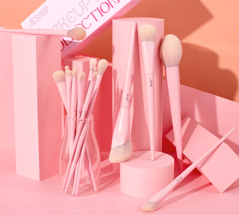 Jessup - Crystal Pink - Makeup Brushes Set Premium Vegan Collection IV