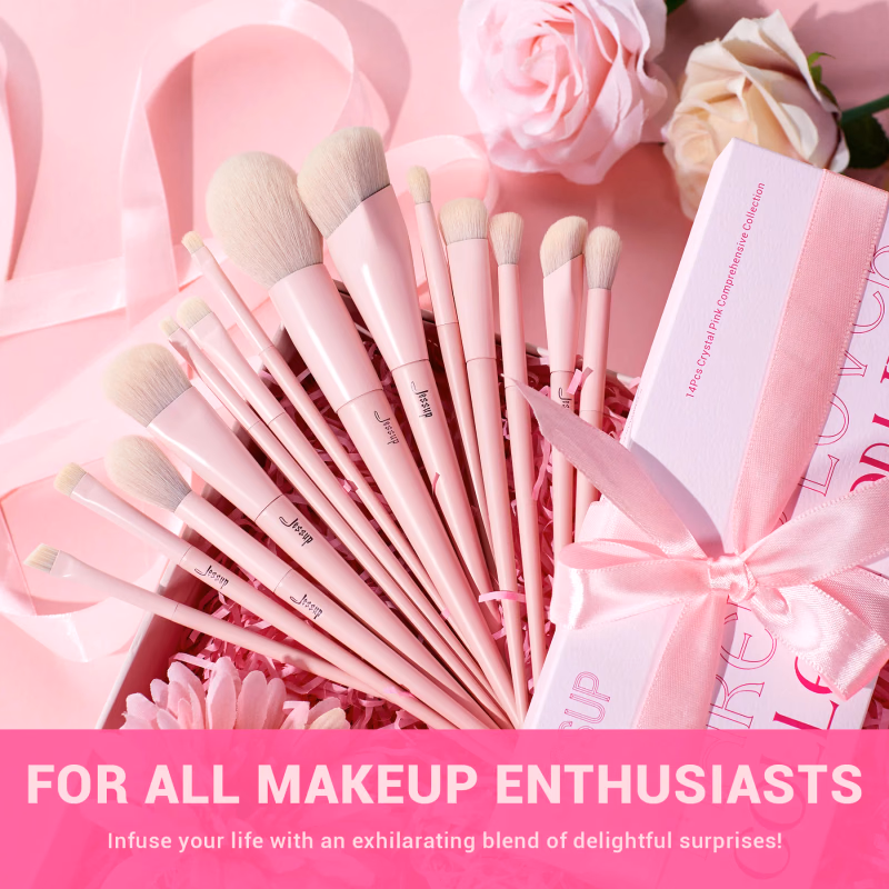 Jessup - Crystal Pink - Makeup Brushes Set Premium Vegan Collection IV