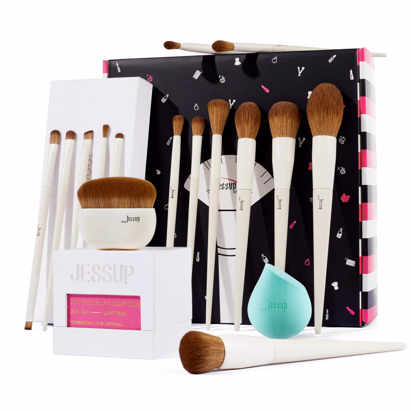 Jessup - Luxury Light Gray - 14Pcs Comprehensive Eye and Face Brush Set