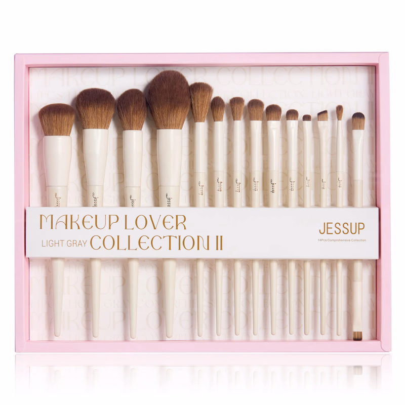 Jessup - Luxury Light Gray - 14Pcs Comprehensive Eye and Face Brush Set