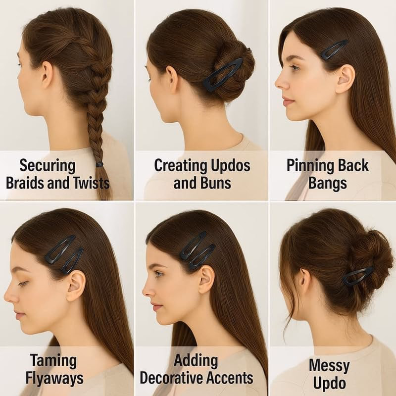 J.P High Profile - Non-Slip Hair - Tic Tac Hair Clips for Women & Girls - Strip with 6 Pairs
