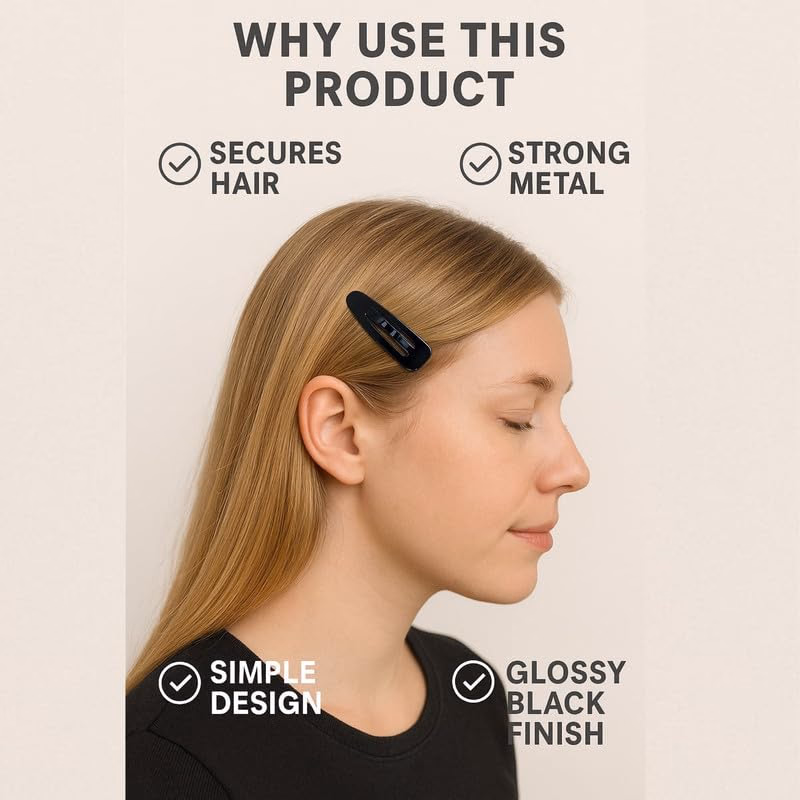 J.P High Profile - Non-Slip Hair - Tic Tac Hair Clips for Women & Girls - Strip with 6 Pairs