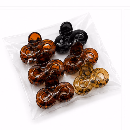 Birdware - S Shape Clip - Acrylic Material Stone For Women - Pack of 6 pcs