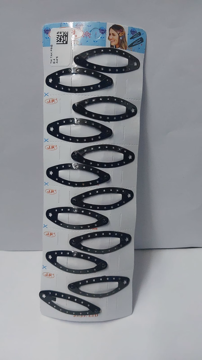 J.P High Profile - Star Pins - Tic-Tac-Hair Clips - Strip with 6 Pairs
