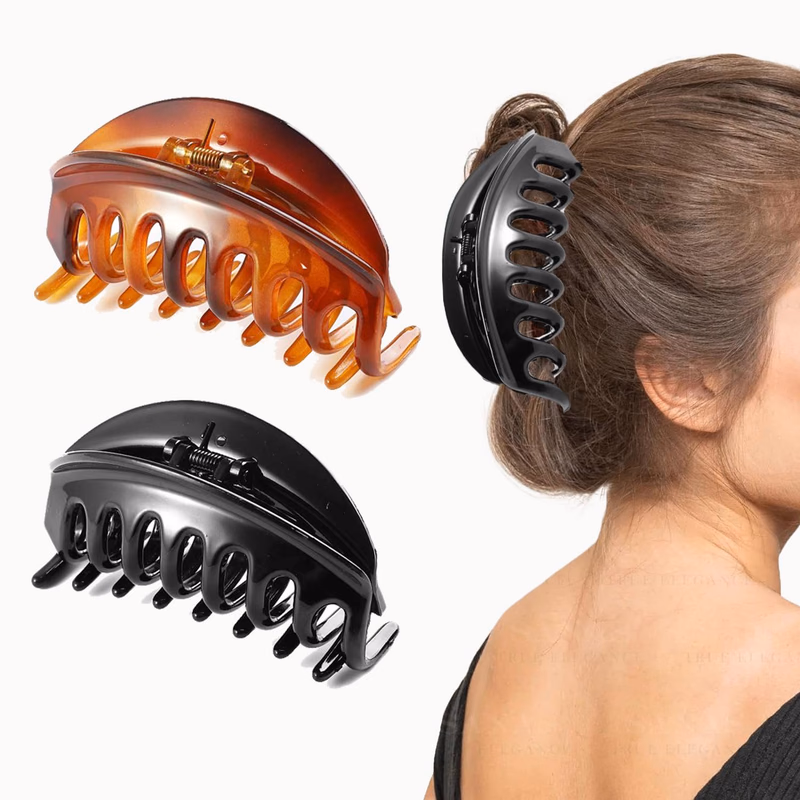Birdware - Black/Shell Colour - Hair Clips for Women and Girls - Pack of 6 pcs