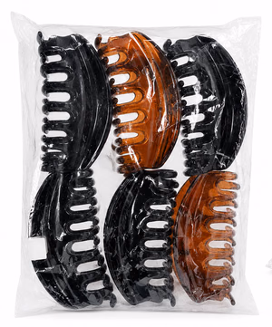 Birdware - Black/Shell Colour - Hair Clips for Women and Girls - Pack of 6 pcs