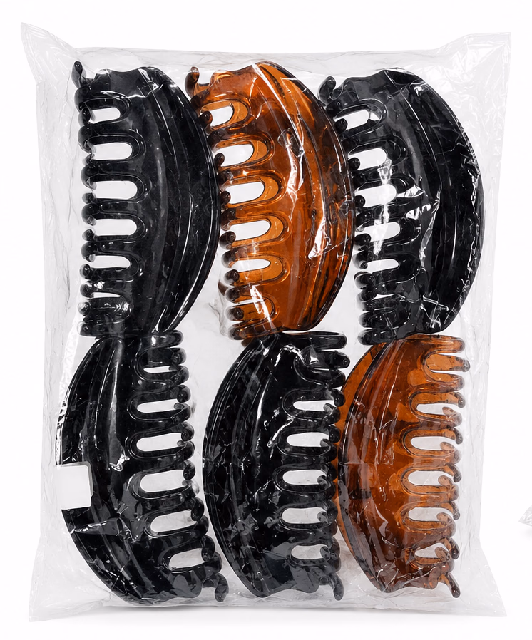 Birdware - Black/Shell Colour - Hair Clips for Women and Girls - Pack of 6 pcs
