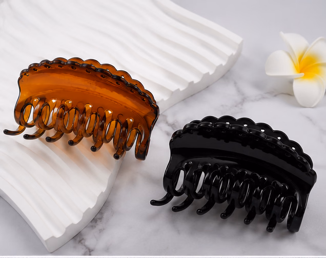 Birdware - Black/Shell Colour - Medium - Hair Clips for Women and Girls - Pack of 6 pcs