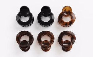 Birdware - Round Claw Clip - Acrylic Material Stone For Women - Pack of 6 pcs