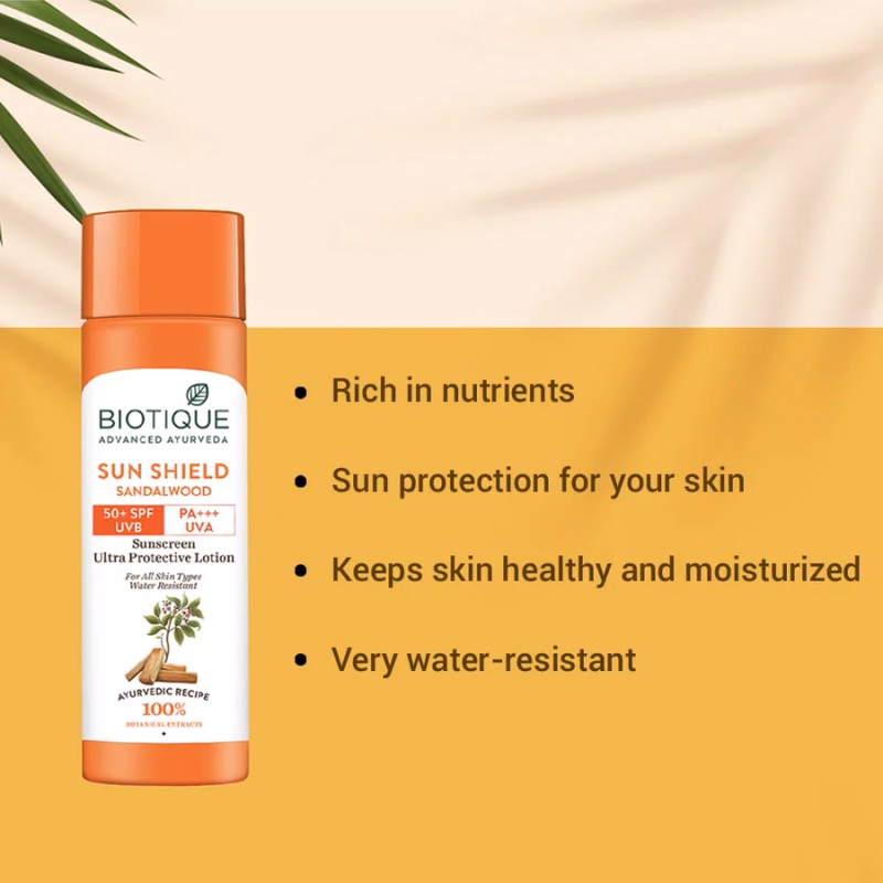 Biotique - Sandalwood - Sun Shield- 50+spf sunscreen lotion