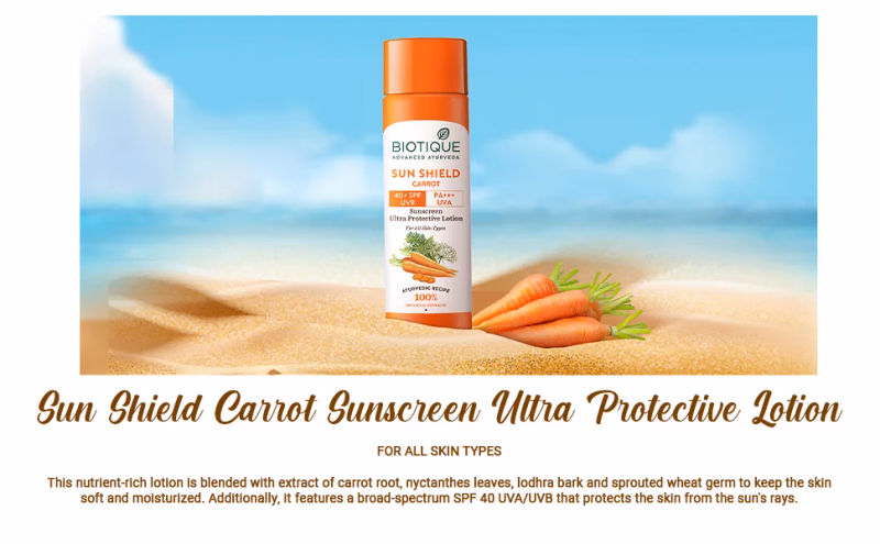 Biotique - Carrot - Sun Shield - 40+spf Sunscreen Lotion
