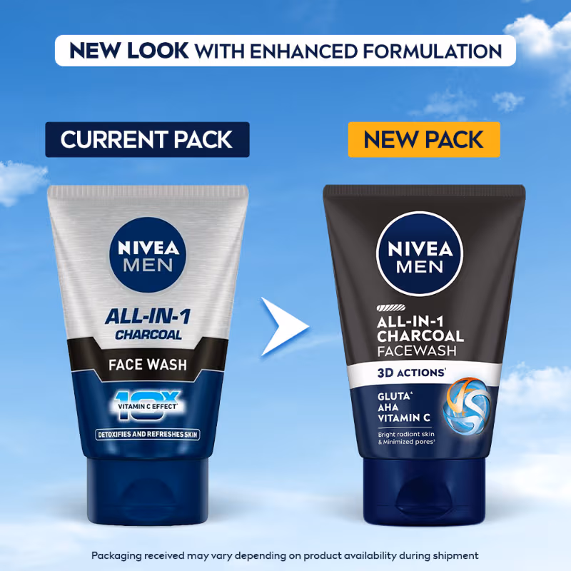 Nivea Men - All in 1 Charcoal - 3D Actions - Face Wash,
