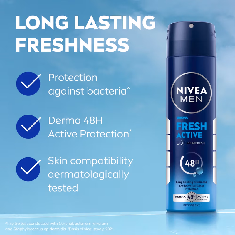 Nivea Men - Fresh Active - Deodorant, - 48h Long lasting Freshness