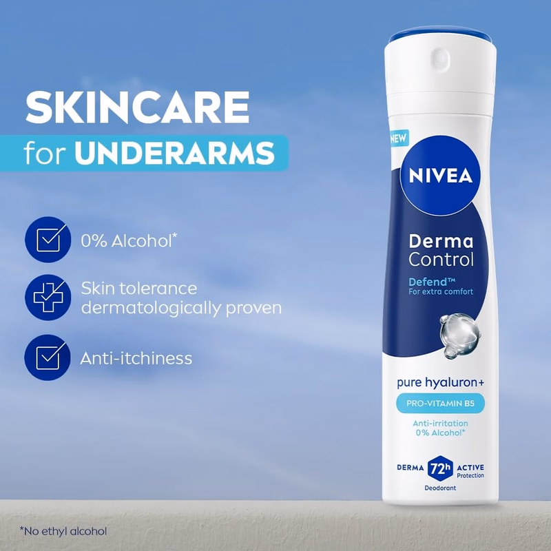 Nivea - Derma Control - Defend - Deodorant Spray | 0% Alcohol Deodorant